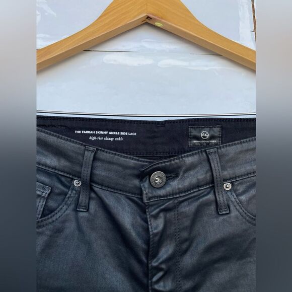 A.G. Adriano Goldshmied Farrah Black skinny Ankle Side Lace leather Jeans 28 R - Picture 7 of 17
